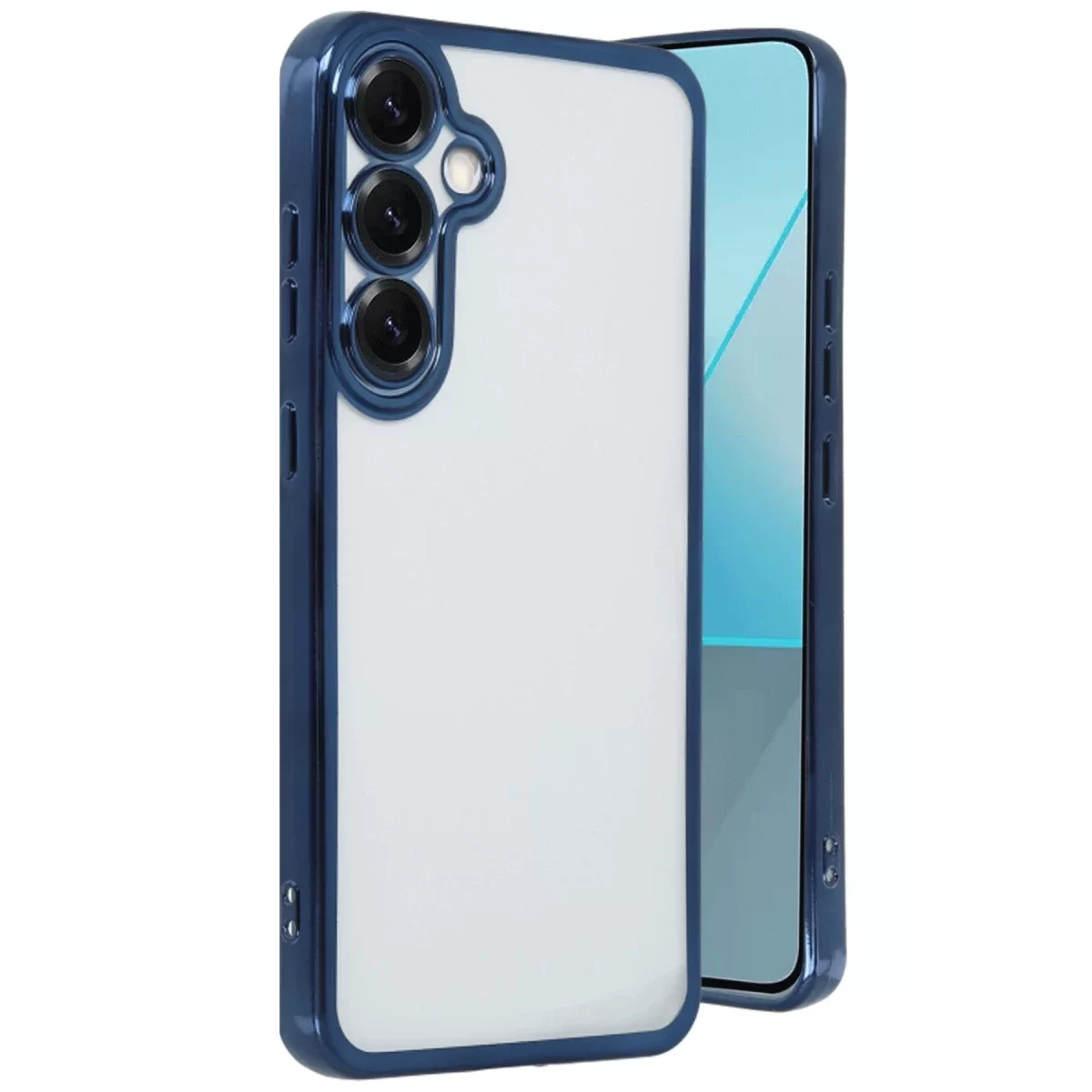 Newface Samsung Galaxy S25 Kılıf Razer Lensli Silikon - Lacivert