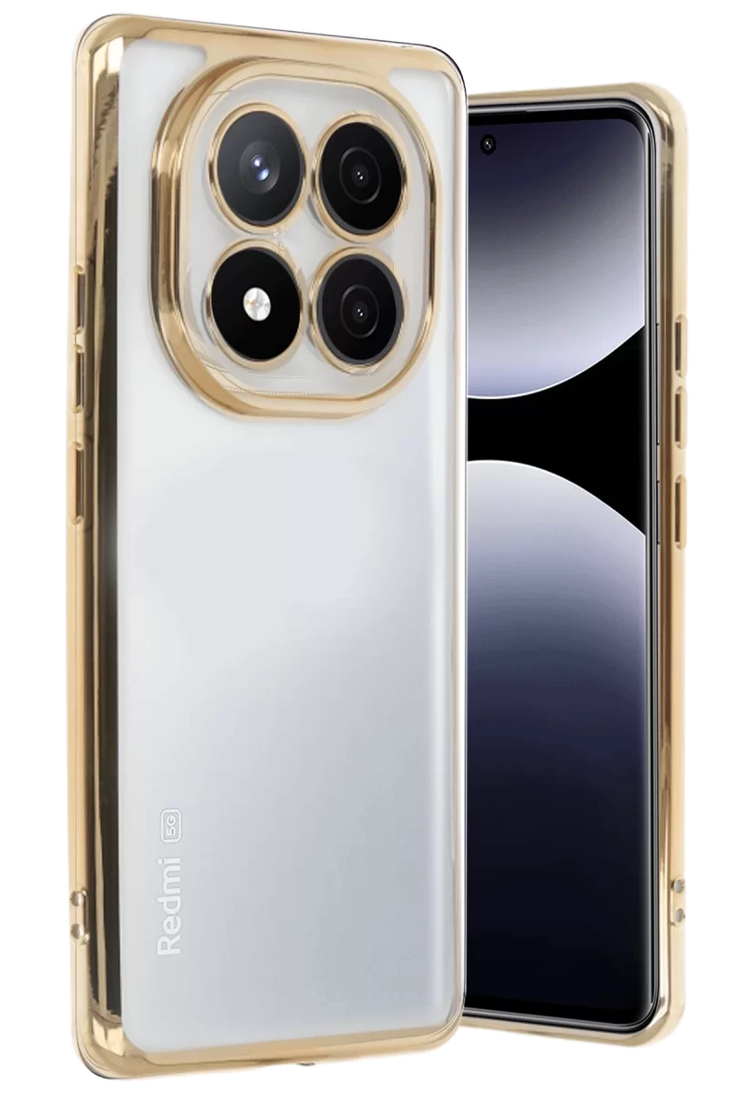 Newface Xiaomi Redmi Note 14 Pro 5G Kılıf Razer Lensli Silikon - Gold