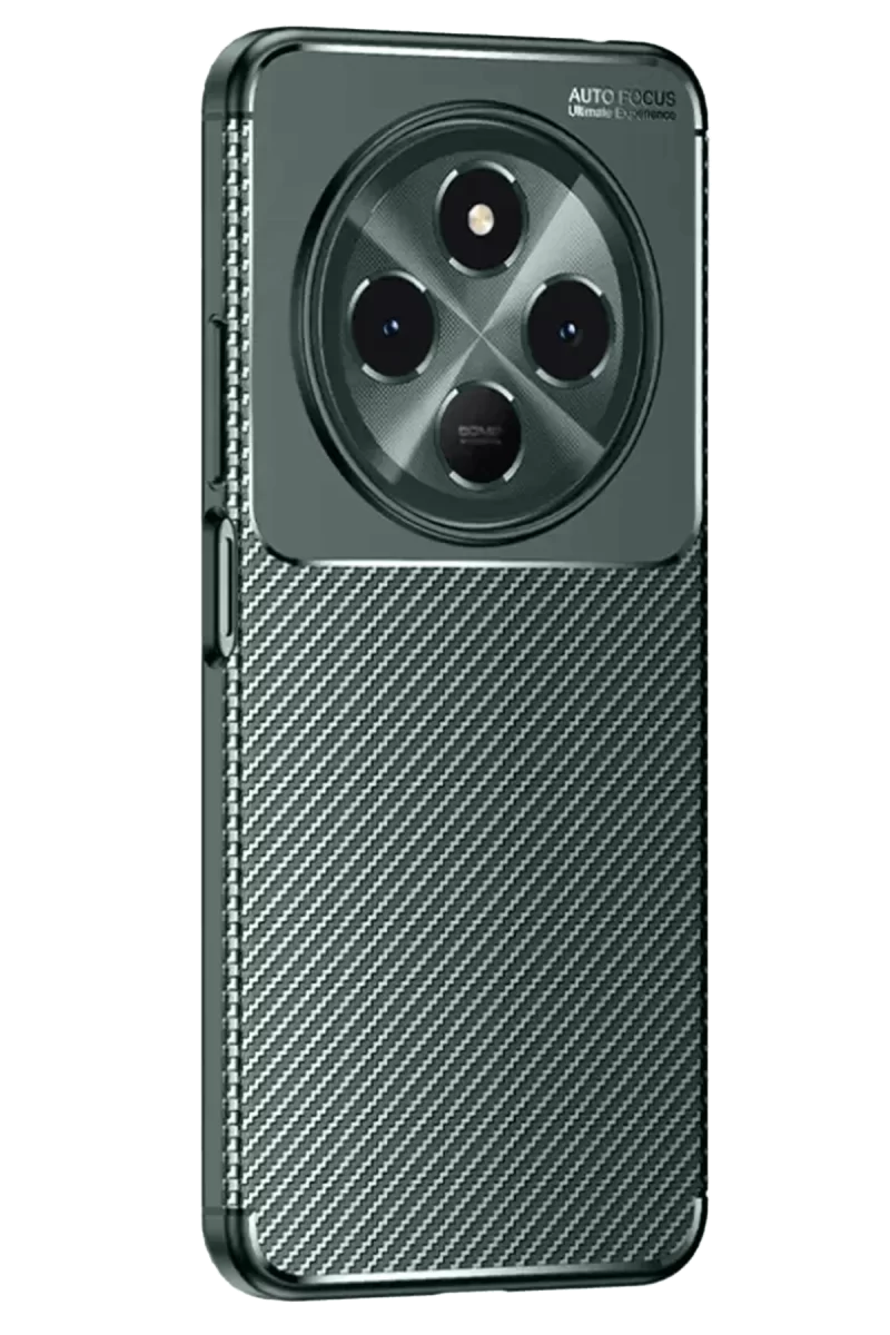 Newface Tecno Spark 30C Kılıf Auto Focus Karbon Kapak - Koyu Yeşil