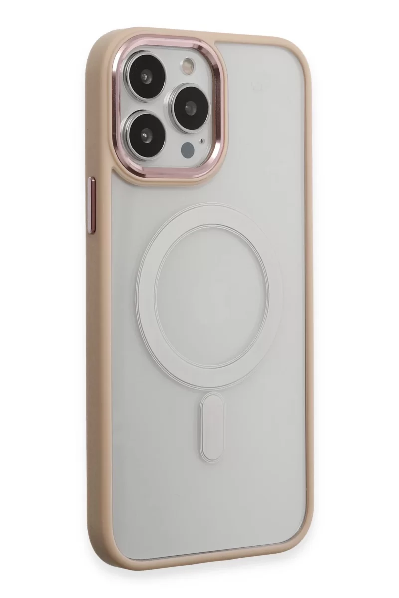 Newface Apple iPhone 15 Pro Max Kılıf Room Magneticsafe Silikon - Pudra