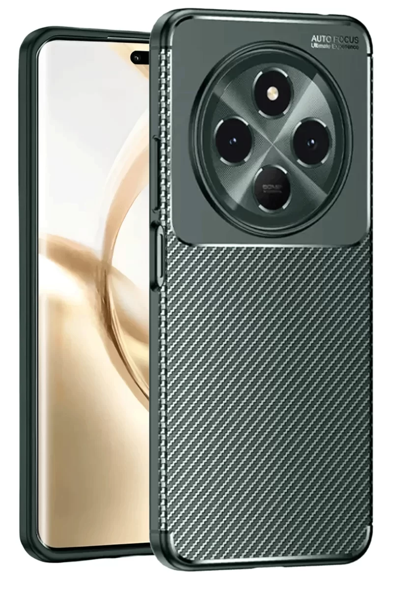 Newface Tecno Spark 30 Kılıf Auto Focus Karbon Kapak - Koyu Yeşil