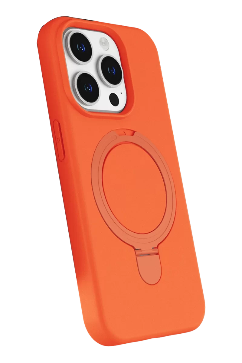 Newface Apple iPhone 14 Pro Max Regal Magsafe Standlı Kapak - Turuncu