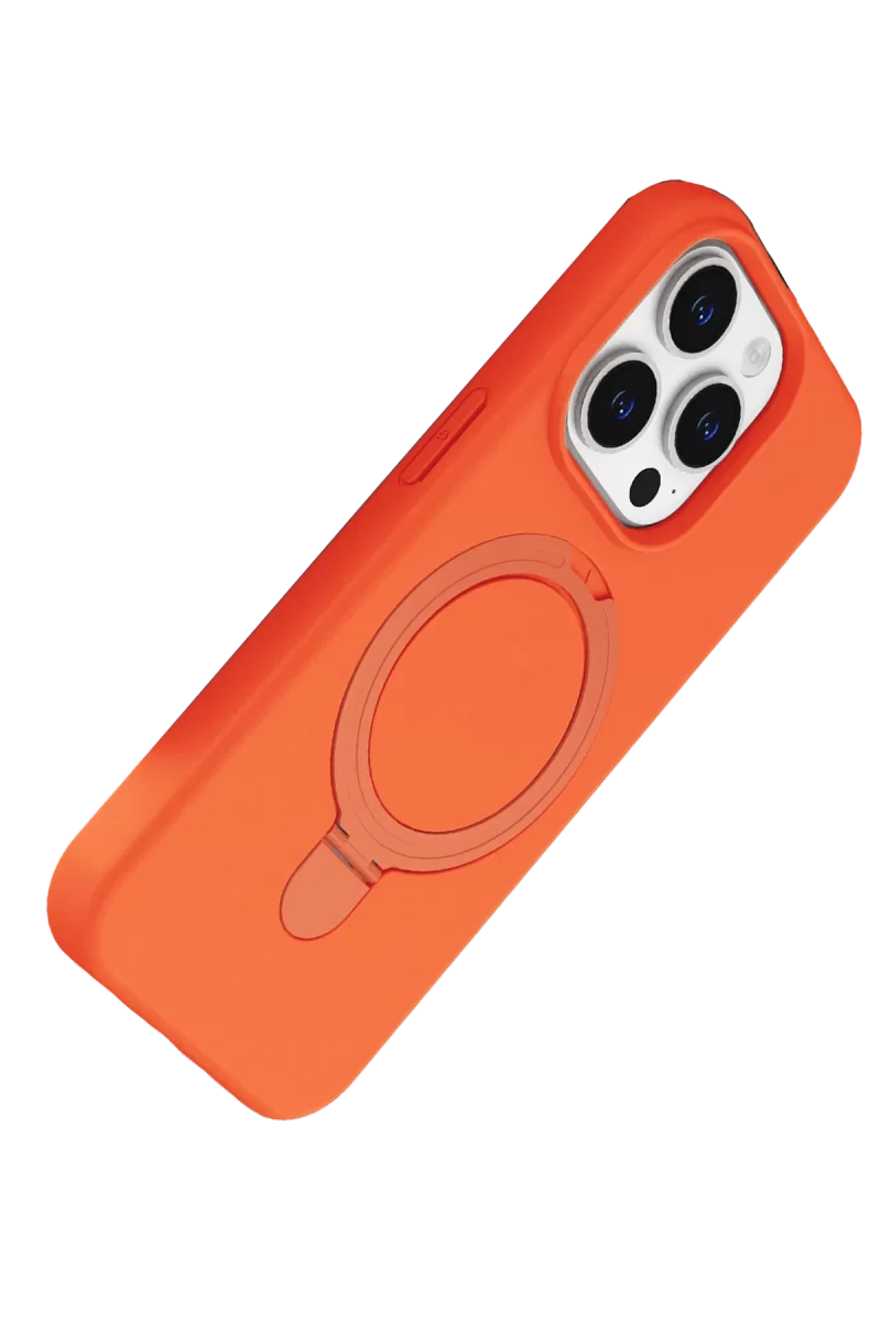 Newface Apple iPhone 14 Pro Max Regal Magsafe Standlı Kapak - Turuncu