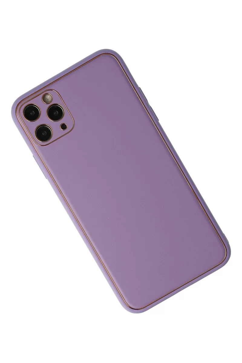 Newface Apple iPhone 11 Pro Max Kılıf Coco Deri Silikon Kapak - Lila