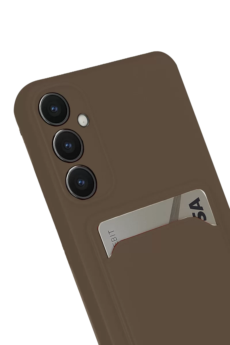 Newface Samsung Galaxy S24 FE Kılıf Kelvin Kartvizitli Silikon - Kahverengi