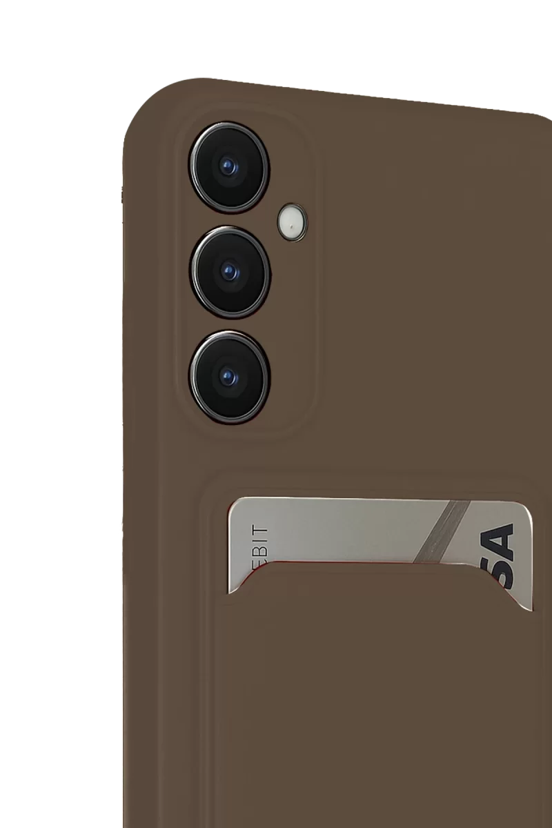 Newface Samsung Galaxy S24 FE Kılıf Kelvin Kartvizitli Silikon - Kahverengi