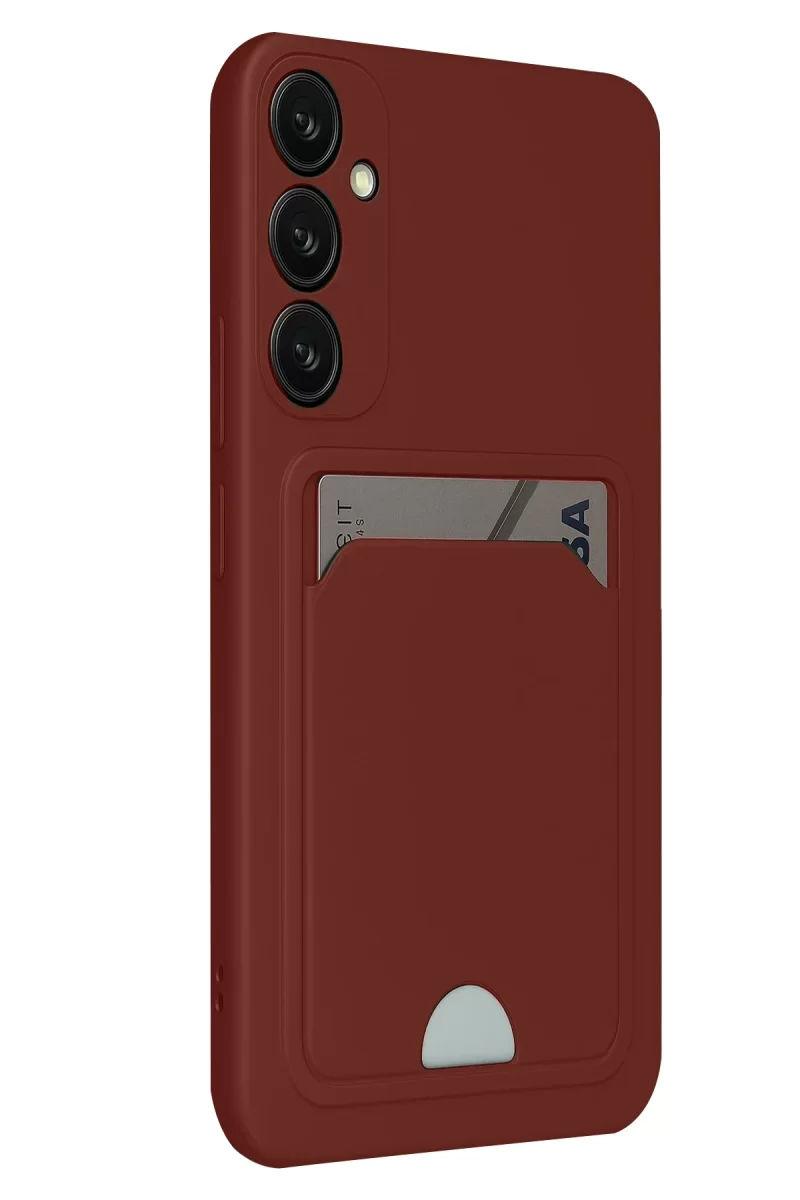 Newface Samsung Galaxy S24 FE Kılıf Kelvin Kartvizitli Silikon - Bordo