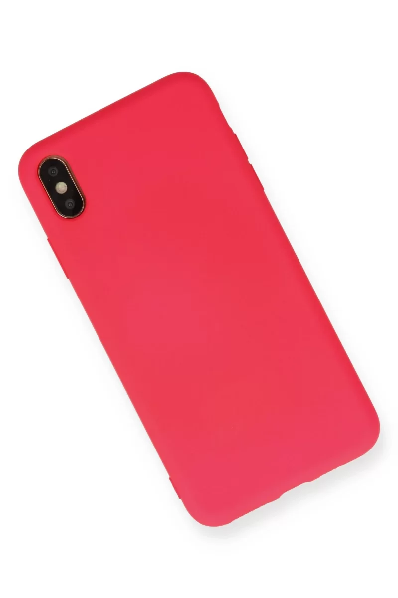 Newface Apple iPhone XS Max Kılıf Nano içi Kadife Silikon - Koyu Pembe