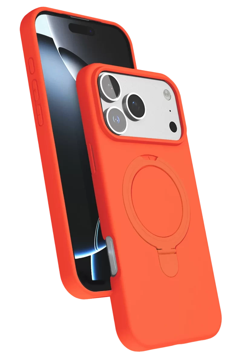 Newface Apple iPhone 17 Pro Regal Magsafe Standlı Kapak - Turuncu