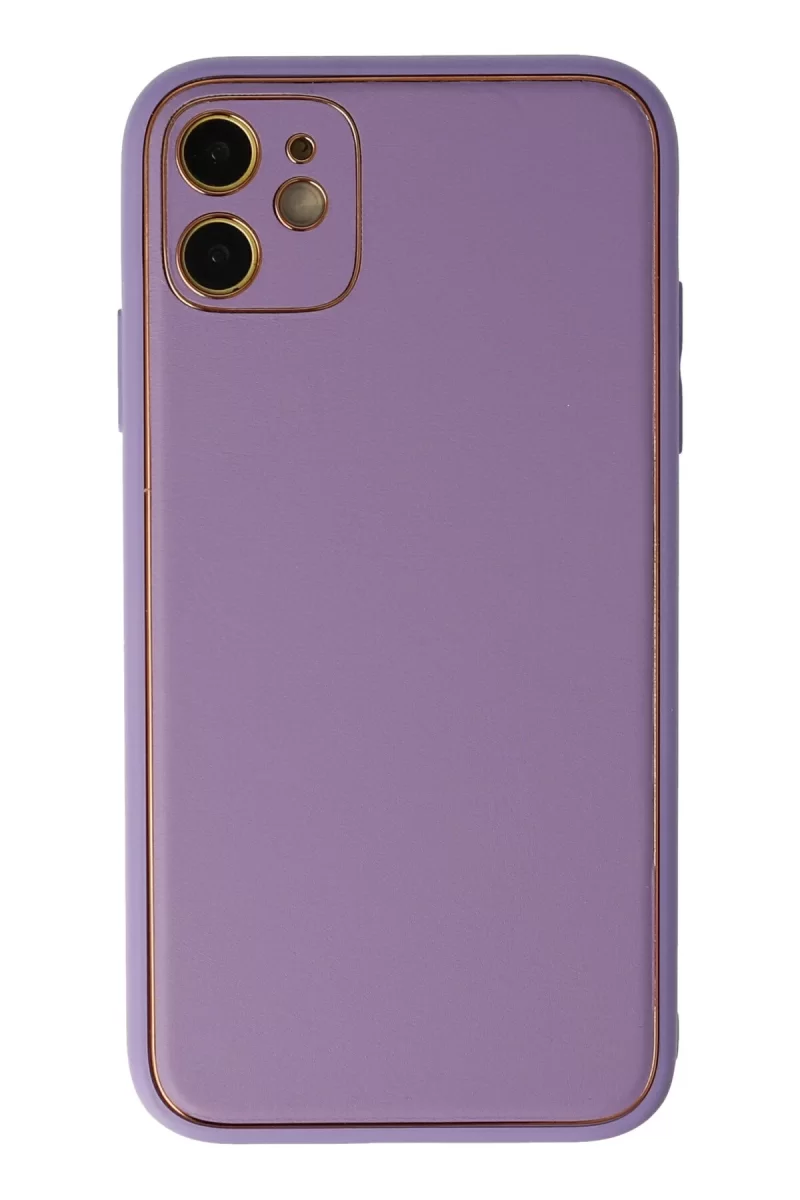 Newface Apple iPhone 12 Kılıf Coco Deri Silikon Kapak - Lila