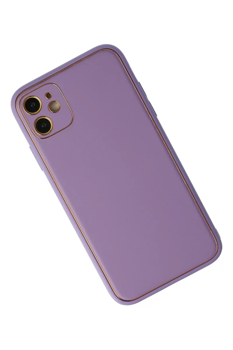 Newface Apple iPhone 12 Kılıf Coco Deri Silikon Kapak - Lila