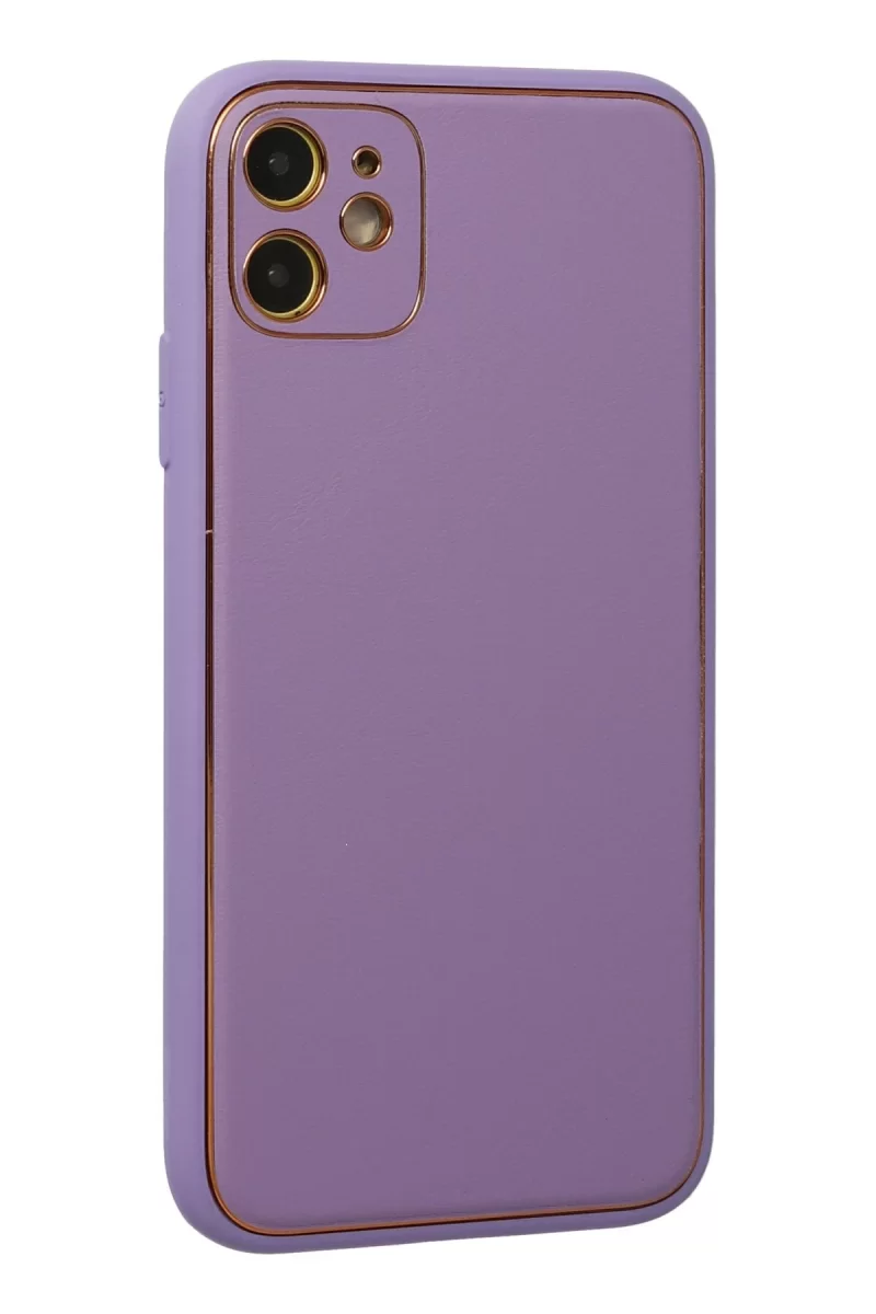 Newface Apple iPhone 12 Kılıf Coco Deri Silikon Kapak - Lila