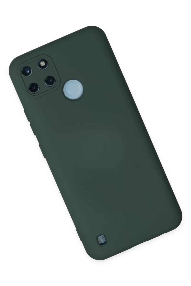 Newface Realme C25Y Kılıf Nano içi Kadife Silikon - Koyu Yeşil