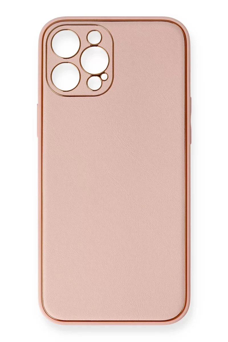 Newface Apple iPhone 12 Pro Max Kılıf Coco Deri Silikon Kapak - Pembe