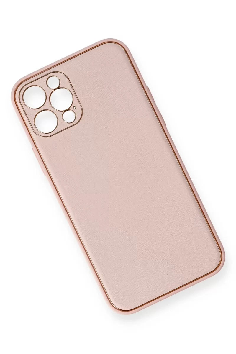 Newface Apple iPhone 12 Pro Kılıf Coco Deri Silikon Kapak - Pembe