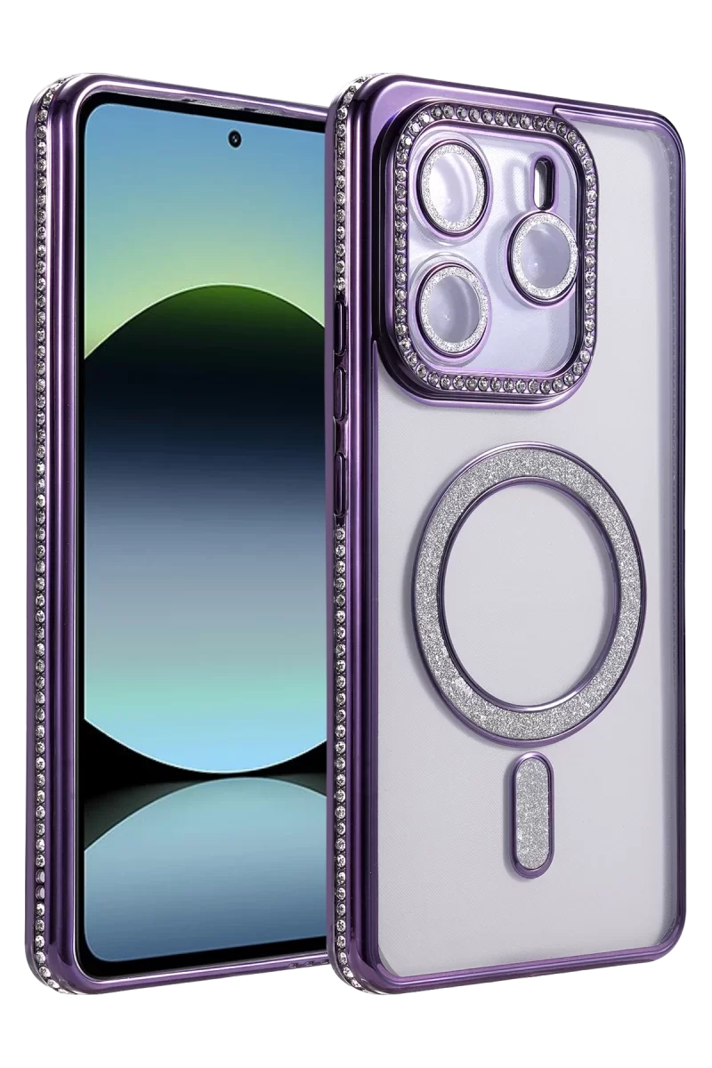 Newface Xiaomi Redmi Note 14 4G Joke Simli Magneticsafe Kılıf - Derin Mor