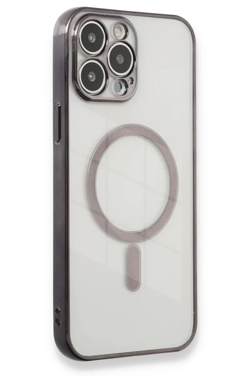 Newface Apple iPhone 13 Pro Max Kılıf Magneticsafe Lazer Silikon - Siyah
