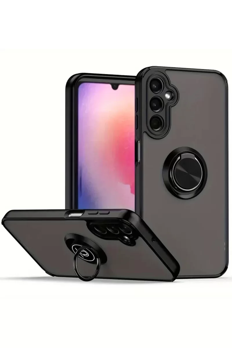 Newface Samsung Galaxy A17 5G Montreal Yüzüklü Silikon Kapak - Siyah