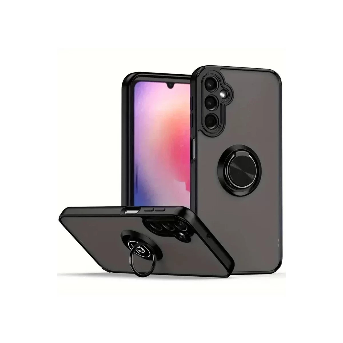 Newface Samsung Galaxy A17 5G Montreal Yüzüklü Silikon Kapak - Siyah
