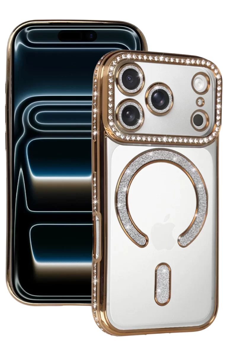 Newface Apple iPhone 17 Pro Joke Simli Magneticsafe Kılıf - Gold