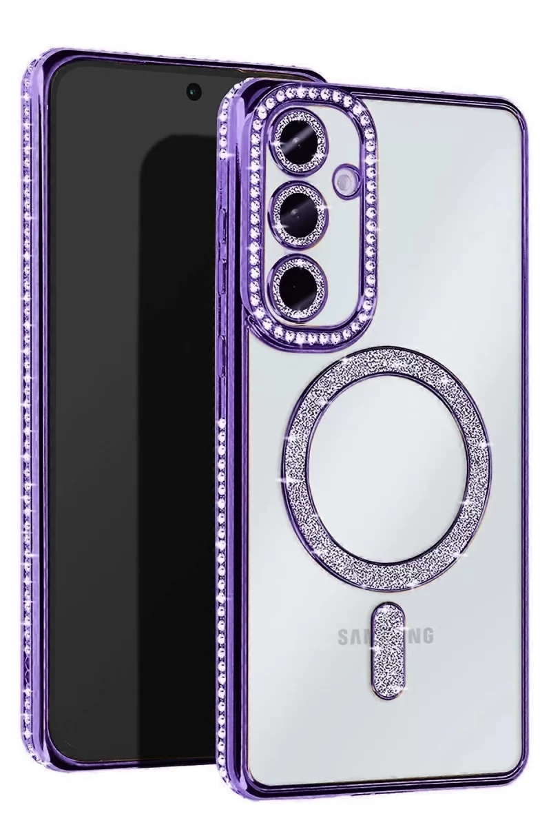 Newface Samsung Galaxy A25 5G Joke Simli Magneticsafe Kılıf - Derin Mor