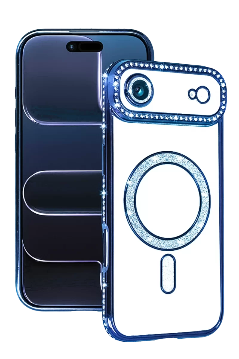 Newface Apple iPhone 17 Air Joke Simli Magneticsafe Kılıf - Mavi
