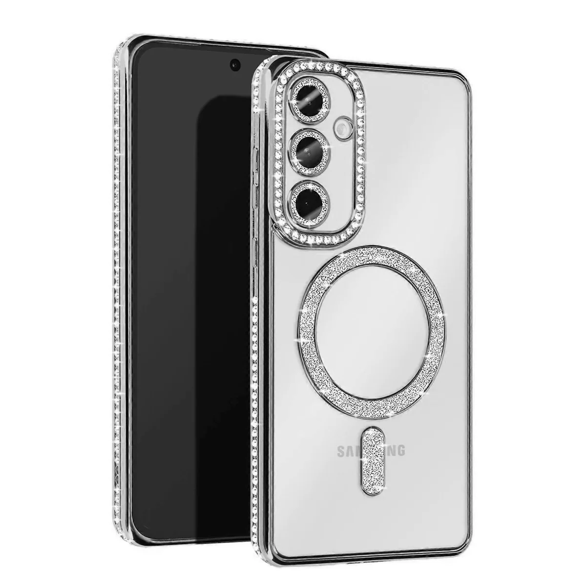 Newface Samsung Galaxy A25 5G Joke Simli Magneticsafe Kılıf - Gümüş