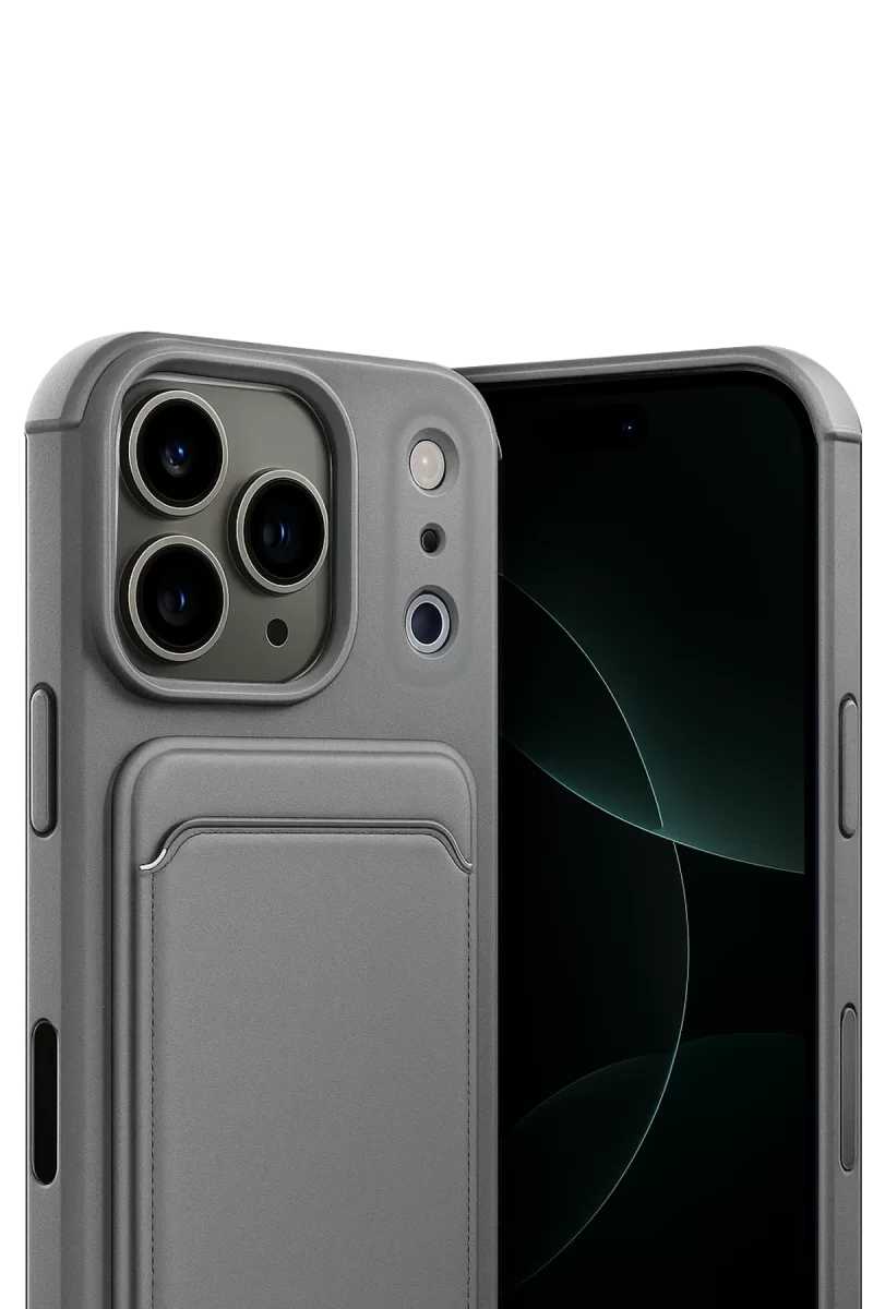 Newface Apple iPhone 17 Pro Max Kelvin Kartvizitli Silikon - Gri