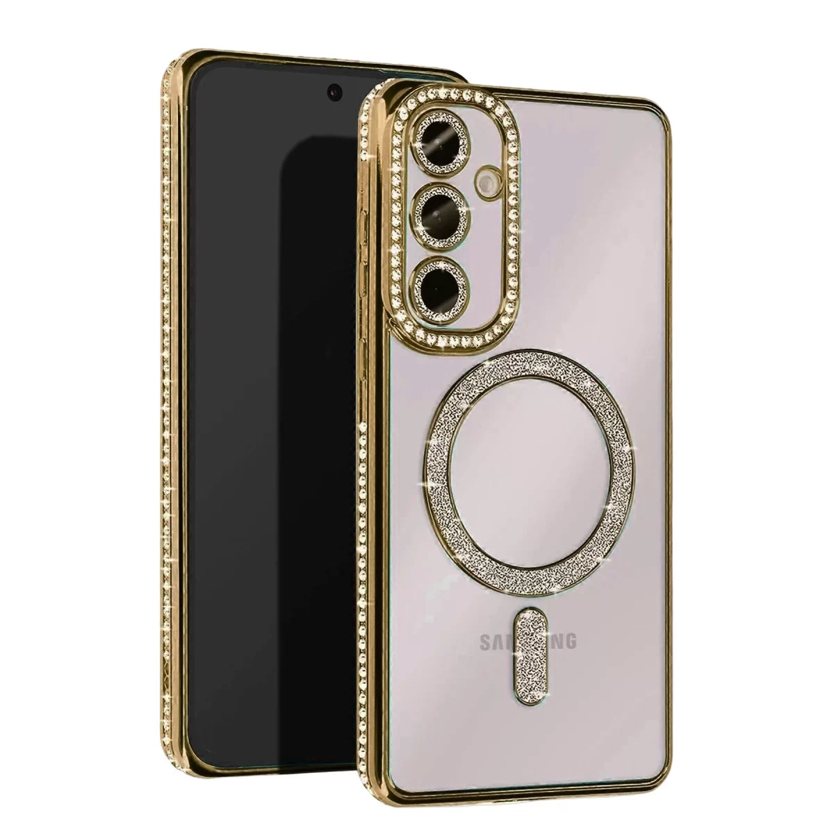 Newface Samsung Galaxy A35 5G Joke Simli Magneticsafe Kılıf - Gold