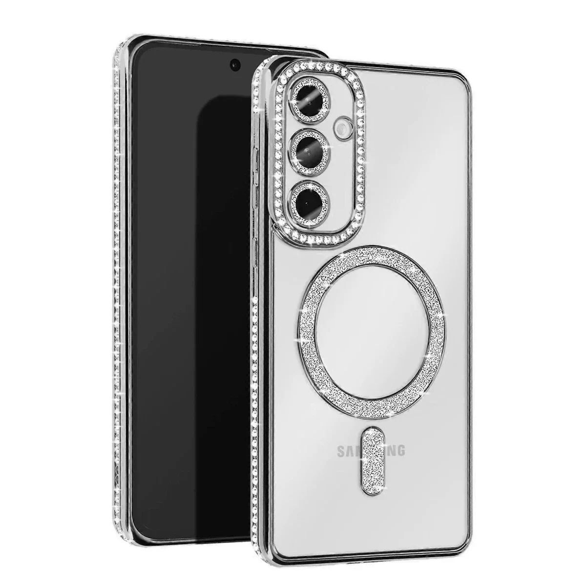 Newface Samsung Galaxy A35 5G Joke Simli Magneticsafe Kılıf - Gümüş
