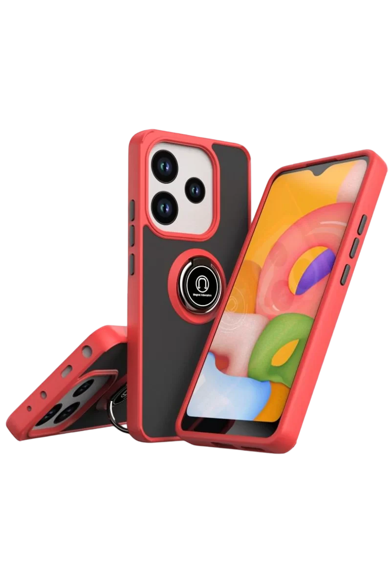 Newface Xiaomi Redmi Note 14 4G Montreal Yüzüklü Silikon Kapak - Kırmızı