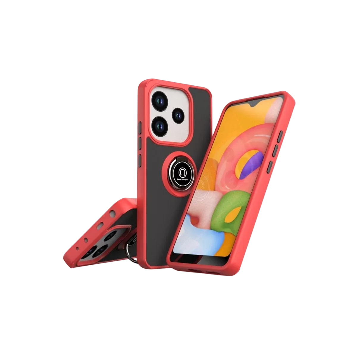 Newface Xiaomi Redmi Note 14 4G Montreal Yüzüklü Silikon Kapak - Kırmızı