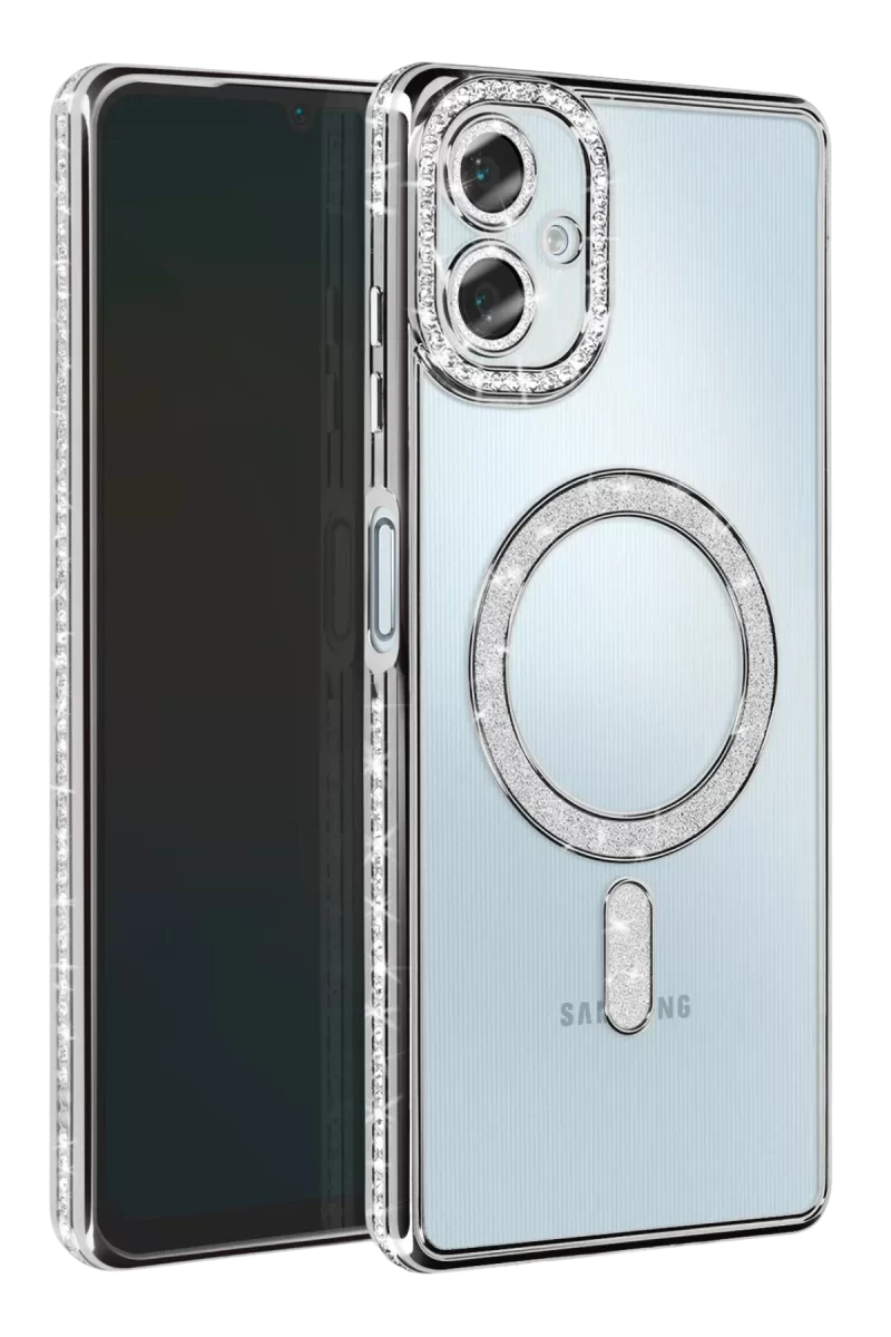 Newface Samsung Galaxy A06 Joke Simli Magneticsafe Kılıf - Gümüş