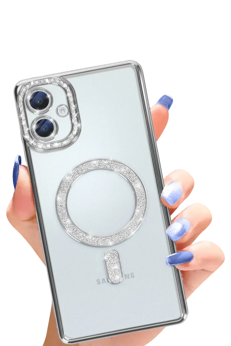 Newface Samsung Galaxy A06 Joke Simli Magneticsafe Kılıf - Gümüş