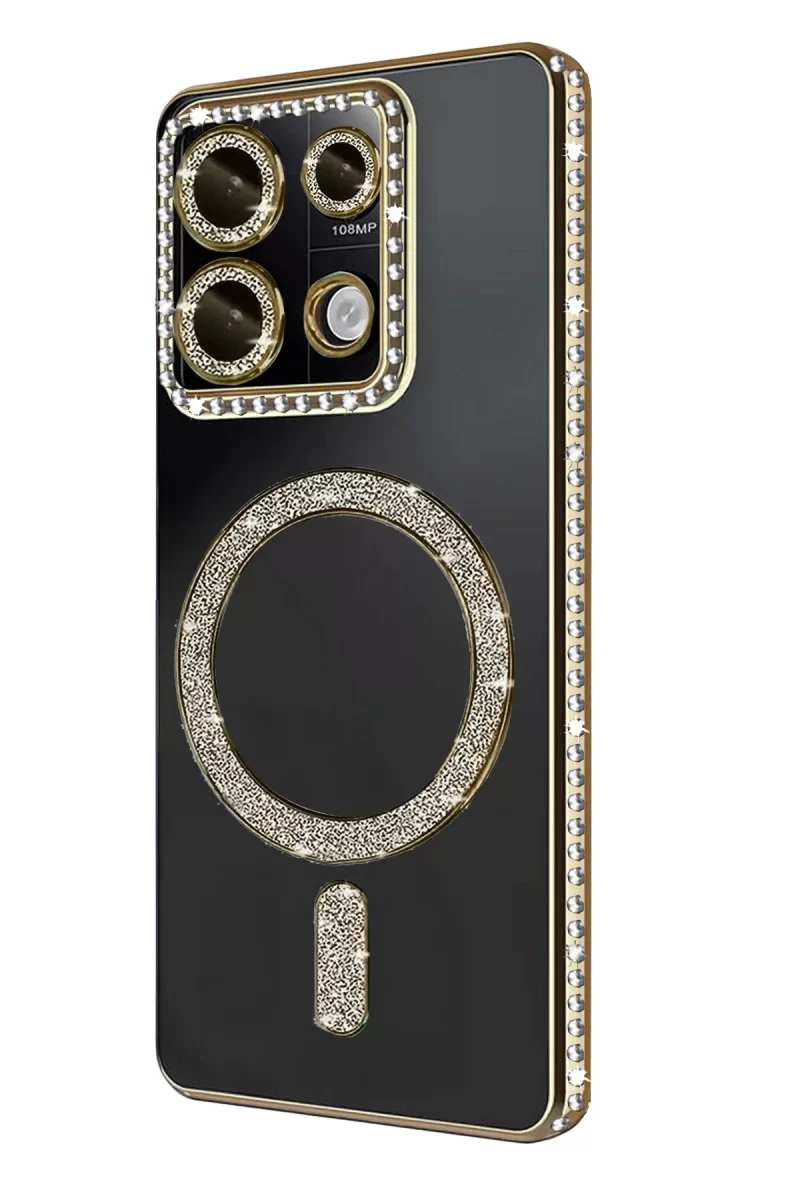 Newface Xiaomi Redmi 13C Joke Simli Magneticsafe Kılıf - Gold