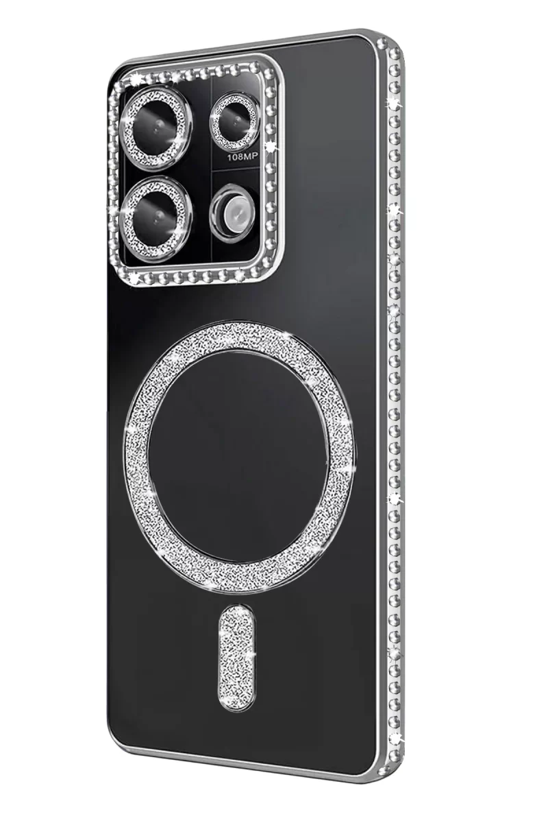 Newface Xiaomi Redmi 13C Joke Simli Magneticsafe Kılıf - Gümüş