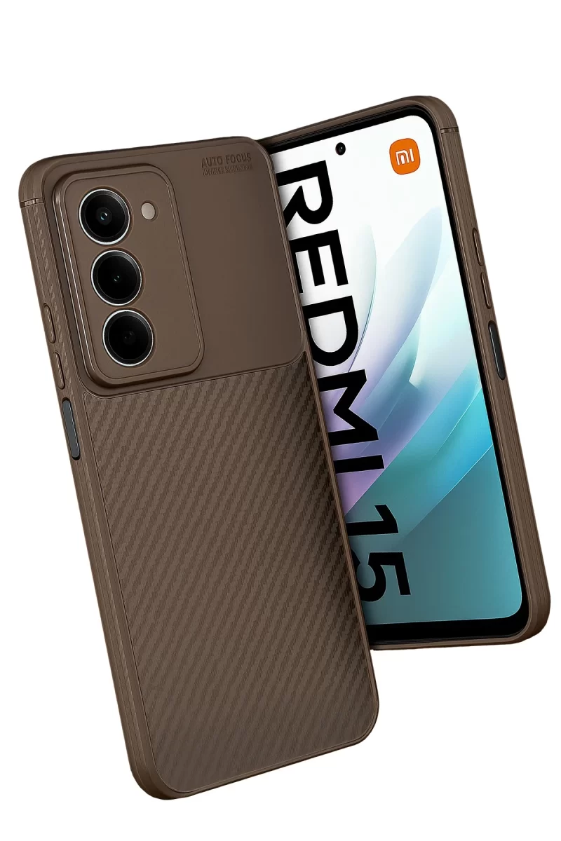 Newface Xiaomi Redmi 15 4G Auto Focus Karbon Kapak - Kahverengi