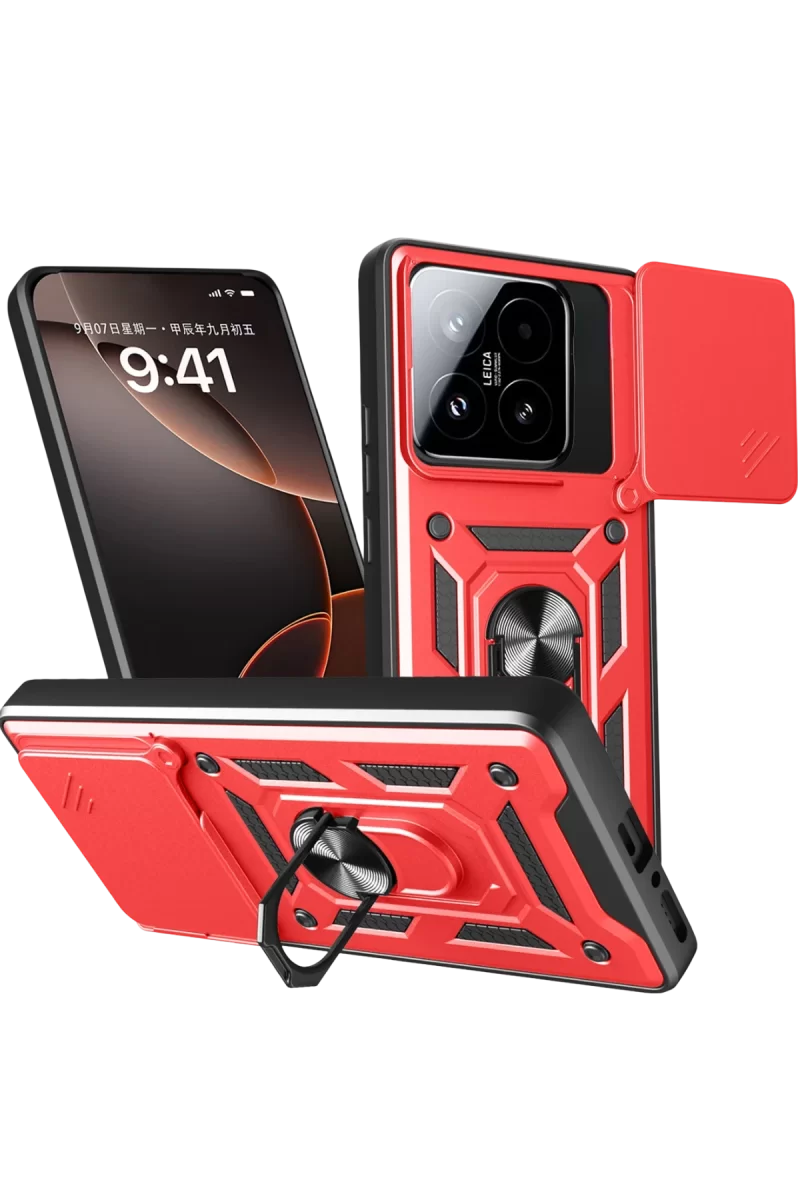 Newface Xiaomi Mi 15T Pars Lens Yüzüklü Silikon - Kırmızı