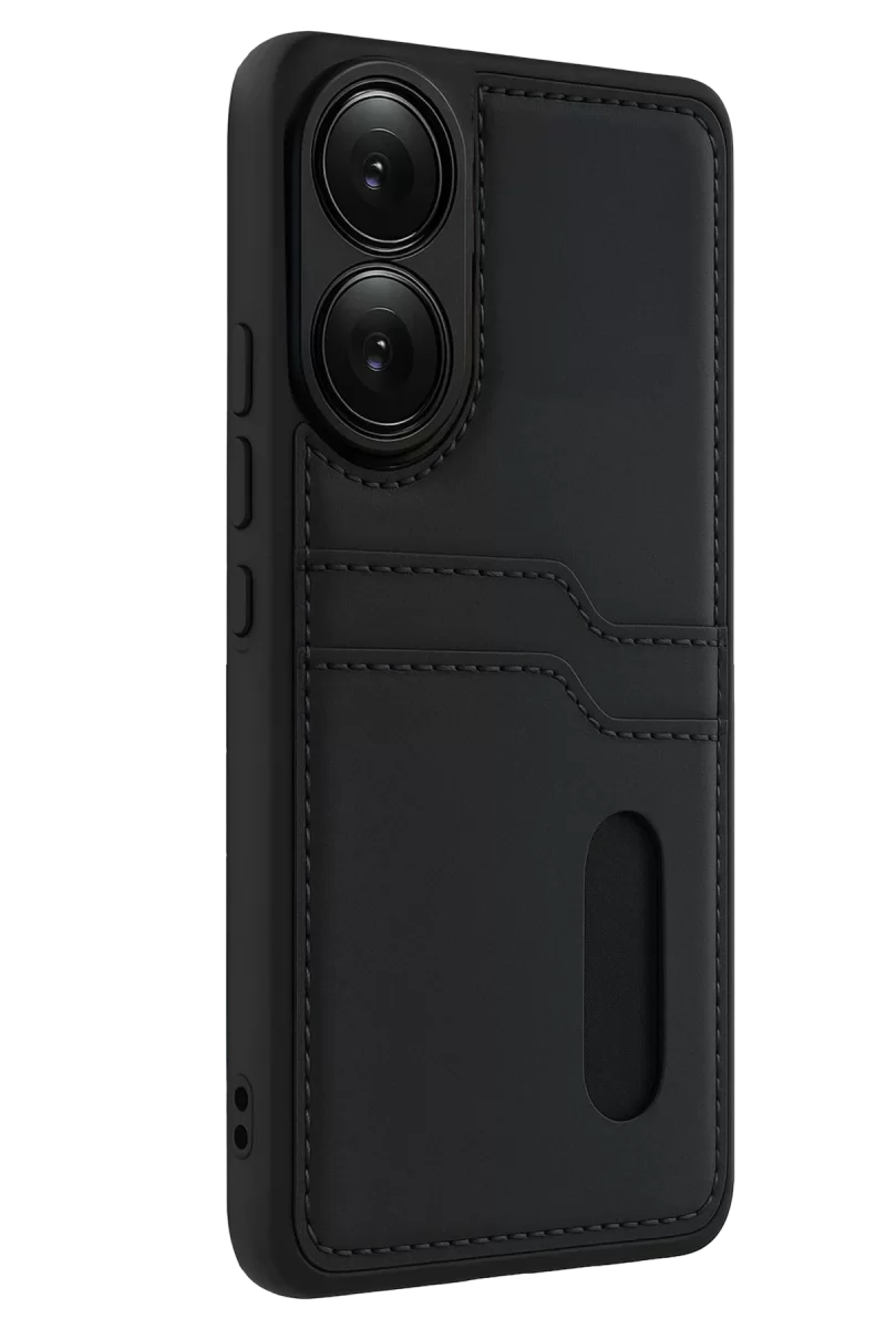 Newface Oppo A38 Sara Kartvizitli Deri Kılıf - Siyah