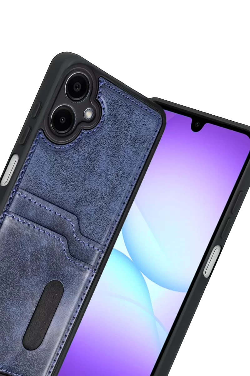 Newface Samsung Galaxy A07 4G Sara Kartvizitli Deri Kılıf - Lacivert