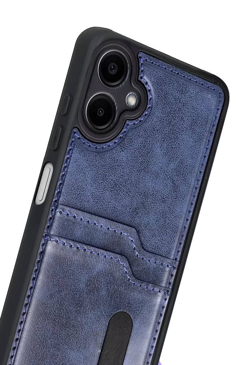 Newface Samsung Galaxy A07 4G Sara Kartvizitli Deri Kılıf - Lacivert