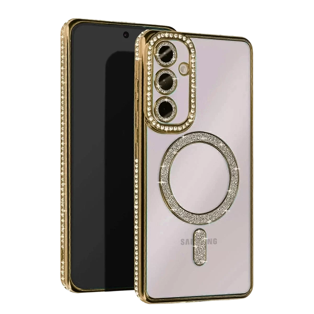 Newface Samsung Galaxy A55 5G Joke Simli Magneticsafe Kılıf - Gold