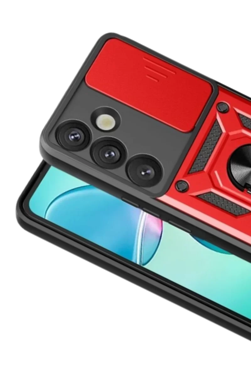 Newface Samsung Galaxy S26 Plus Pars Lens Yüzüklü Silikon - Kırmızı