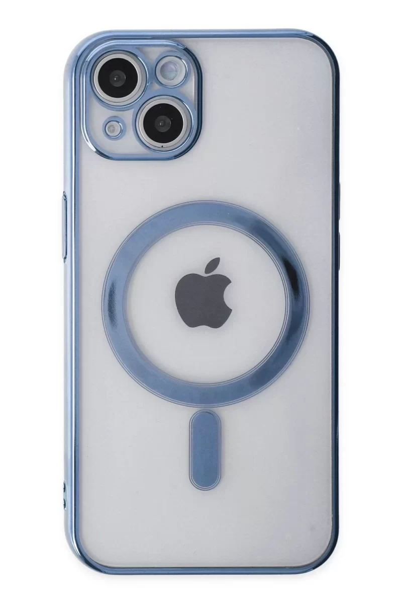 Newface Apple iPhone 14 Plus Kılıf Magneticsafe Lazer Silikon - Sierra Blue