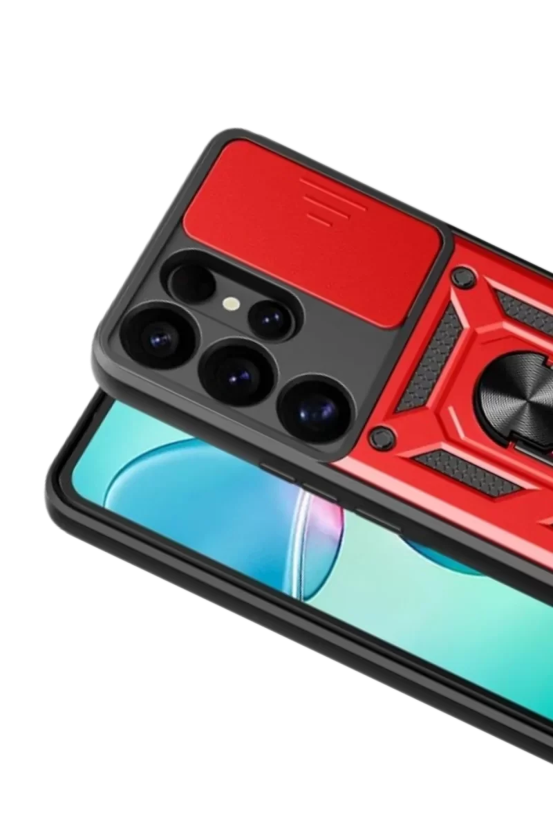 Newface Samsung Galaxy S26 Ultra Pars Lens Yüzüklü Silikon - Kırmızı