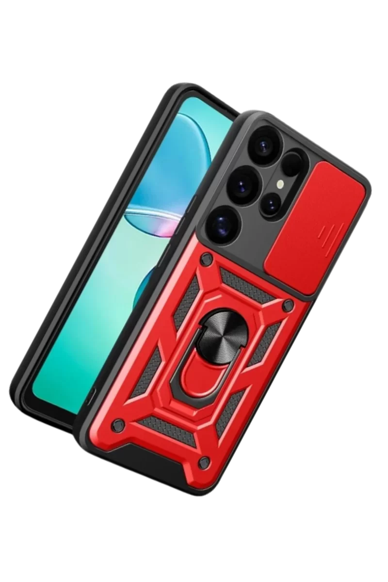 Newface Samsung Galaxy S26 Ultra Pars Lens Yüzüklü Silikon - Kırmızı