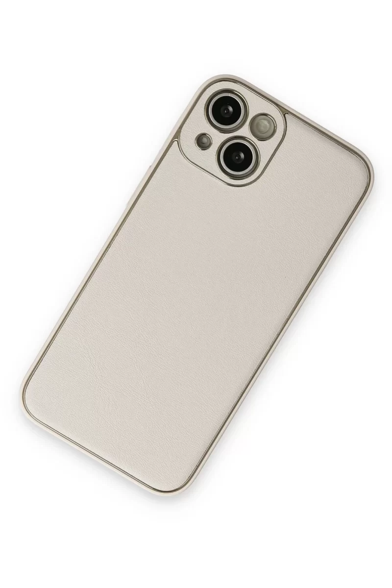 Newface Apple iPhone 14 Plus Kılıf Coco Deri Silikon Kapak - Beyaz