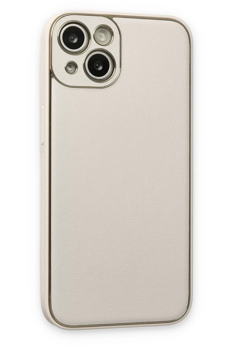 Newface Apple iPhone 14 Plus Kılıf Coco Deri Silikon Kapak - Beyaz
