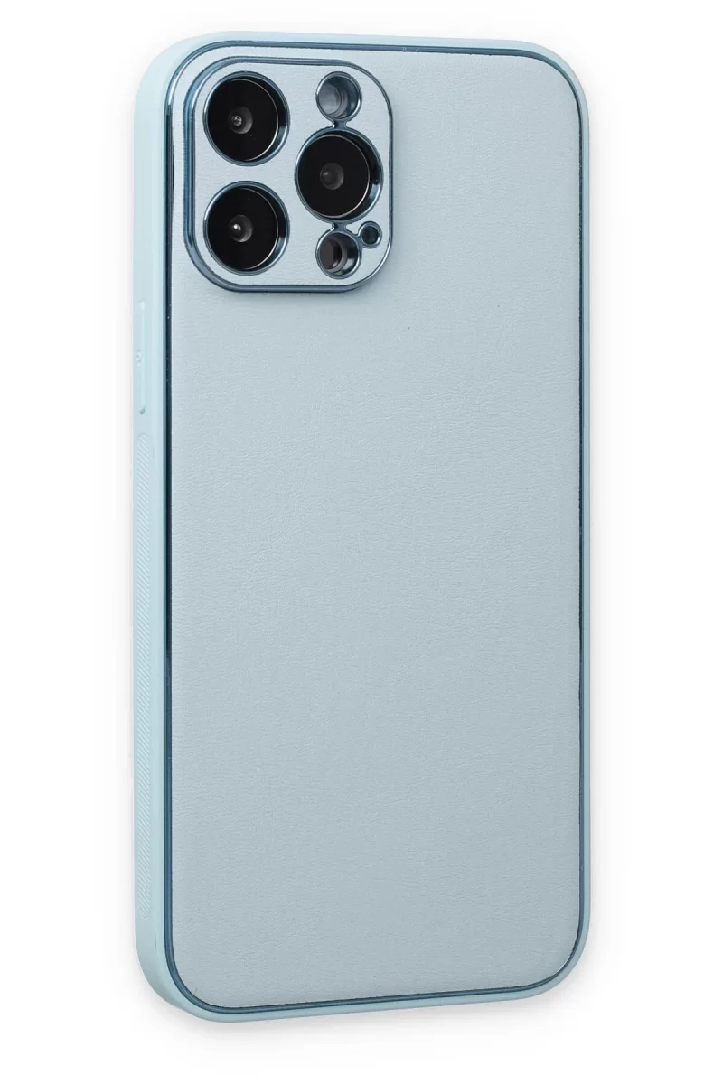 Newface Apple iPhone 14 Pro Kılıf Coco Deri Silikon Kapak - Sky Blue