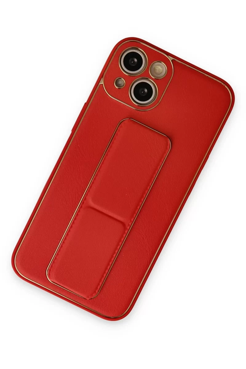 Newface Apple iPhone 14 Kılıf Coco Deri Standlı Kapak - Kırmızı